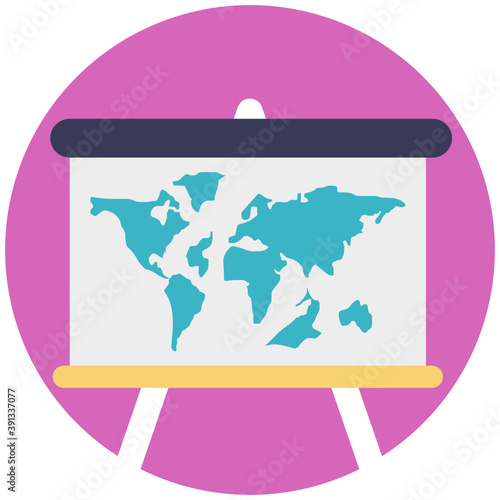
World map flip chart flat design icon
