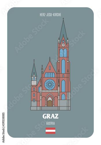 Herz-Jesu-Kirche in Graz, Austria. Architectural symbols of European cities