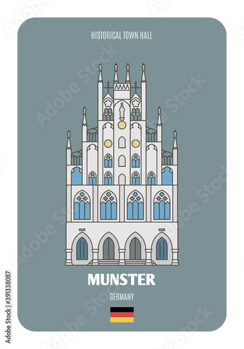 Historical town hall in Munster, Germany. Architectural symbols of European cities