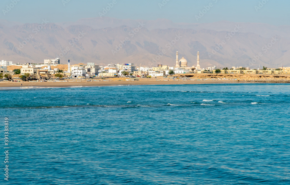 Landscape with panoramic view of Sur, Sultanate of Oman.