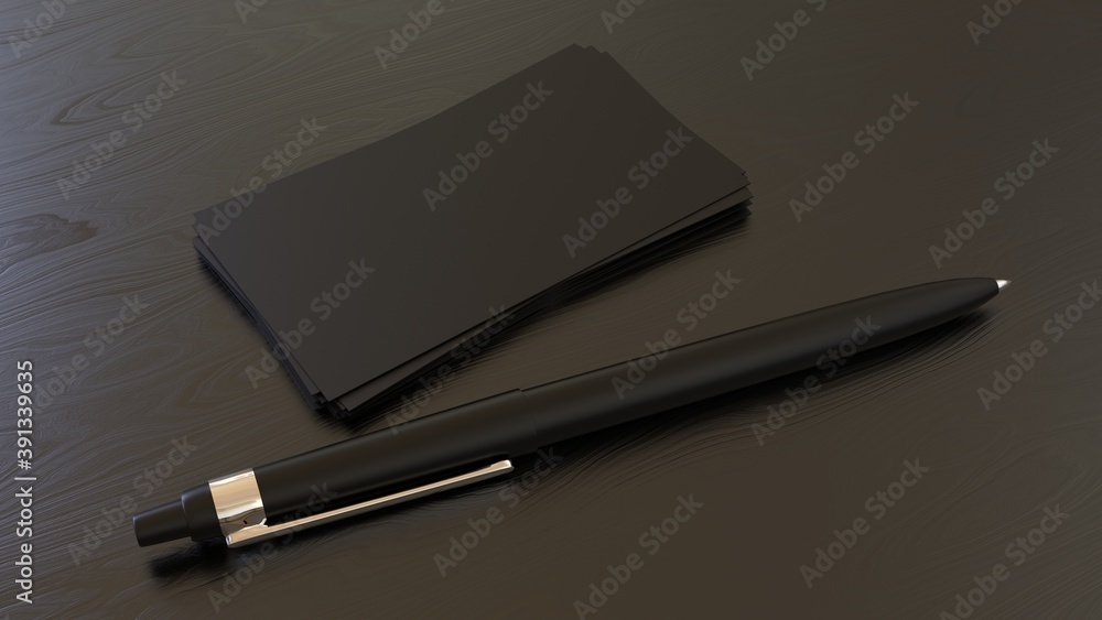 pen and business cards on wood table pen and business cards on wood table