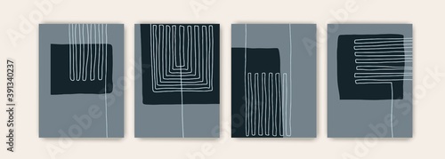 Set of abstract creative minimalist art composition with geometric elements.