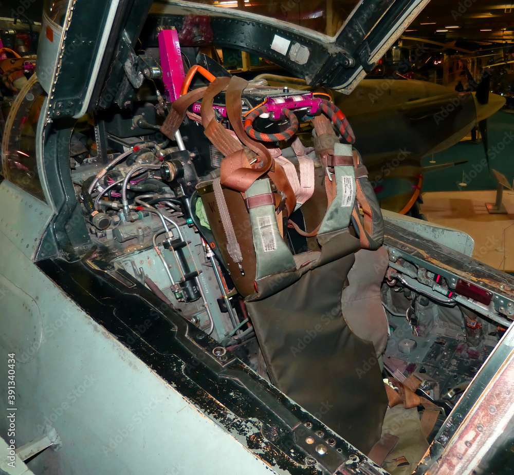 Open Cockpit Prototypes London / England, UK - June 29, 2014: Close-up of an open cockpit of a ...