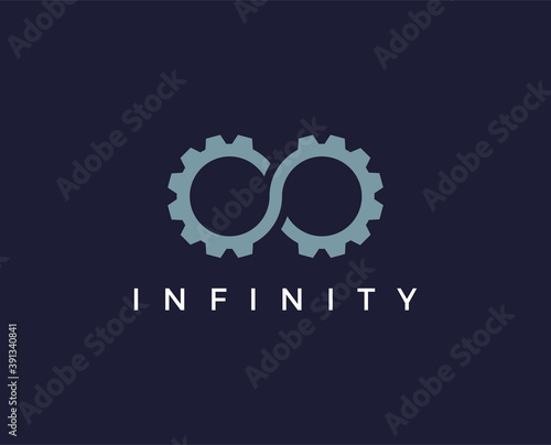 minimal infinity gear logo template - vector illustration