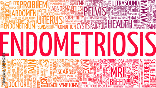 Endometriosis vector illustration word cloud isolated on a white background.