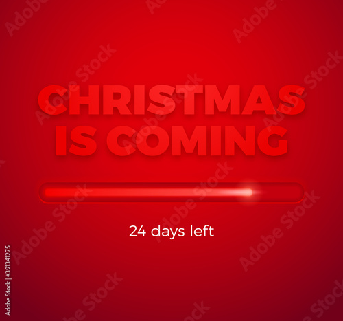 Vector Christmas loading bar on red background for newsletters. Coming Soon web banner