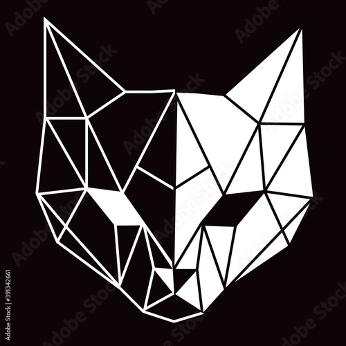 Geometric cat head. Vector symbol illustration.