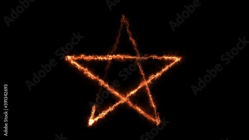 Burning pentagram symbol on alpha channel background