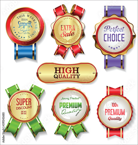 Retro vintage golden badges and labels collection