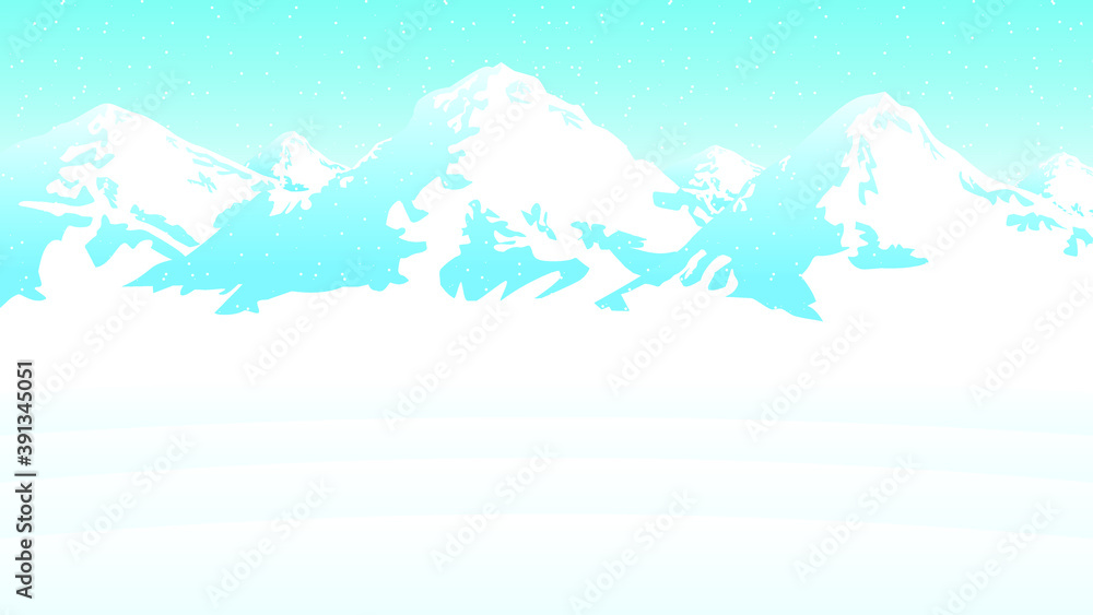 Abstract Winter Background With Mountains Snowflake Vetor Design Style Nature Landscape