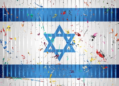 Israel flag with color stains - Illustration, 
Three dimensional flag of Israel