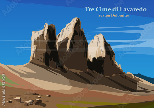 Mount Three Peaks (Tre Cime di Lavaredo) - peaks in the Dolomites of northeastern Italy