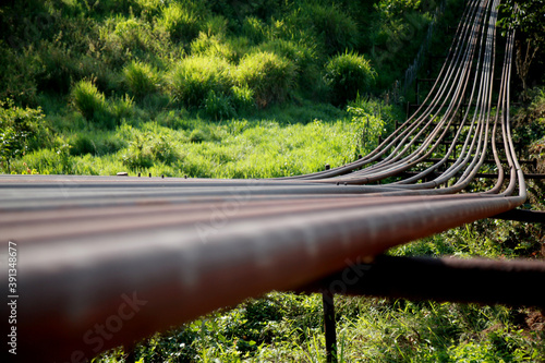 mata de sao joao, bahia / brazil - november 8, 2020: pipeline for transporting oil in a Petrobras company station in the city of Mata de Sao Joao. photo