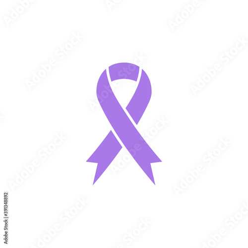 Purple Awareness Ribbon Icon. World Alzheimer's Day concept. World Lupus Day vector illustration isolated on white.