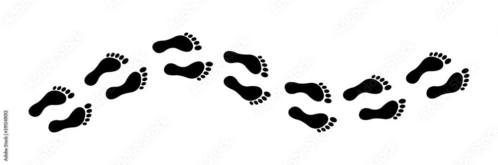 Line of foot black icon set. Foot trail. Bare human footprint vector illustration. Line of foot black icon set. Foot trail. Bare human footprint vector illustration.