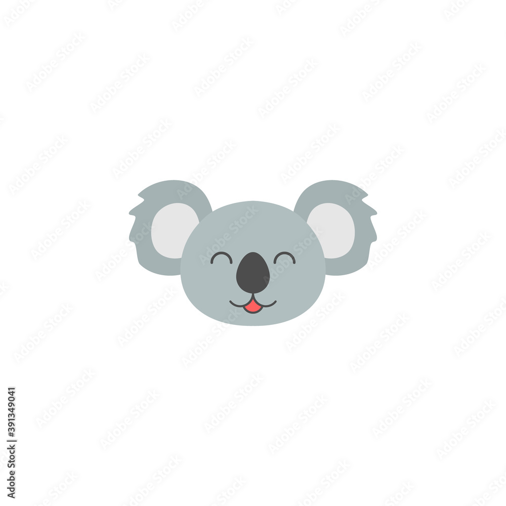 Koala emoji head. Animal cute emotion face. Vector illustration isolated on white. Koala emoji head. Animal cute emotion face. Vector illustration isolated on white.