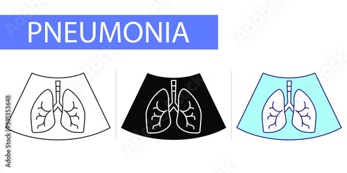 icons set, snapshot of healthy lungs