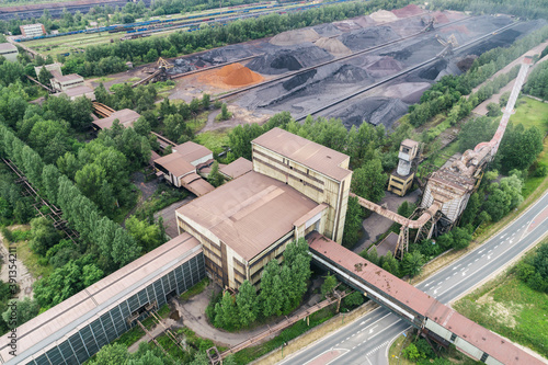 Wallpaper Mural Industrial steel factory, iron works. Metallurgical plant. steelworks. Heavy industry in Europe, Poland, Dabrowa Gornicza. Air pollution from chimneys. Ecology and environmental. Aerial drone view Torontodigital.ca