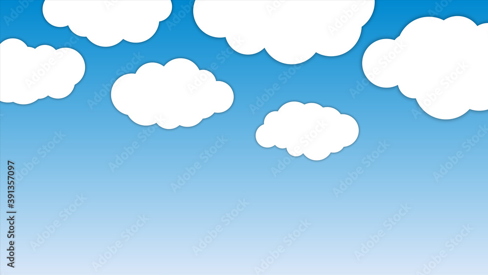 Blue sky with white clouds. Vector illustration