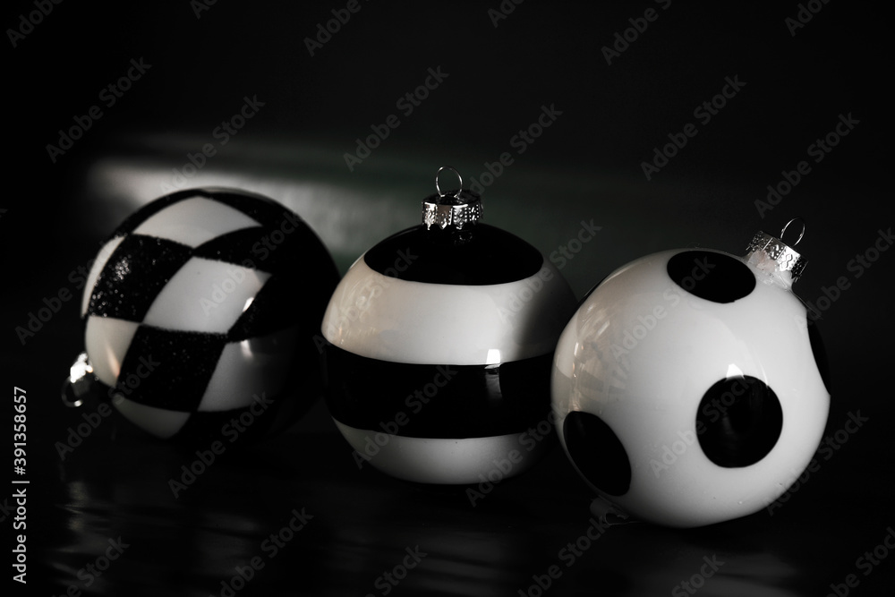 christmas ornaments on green background