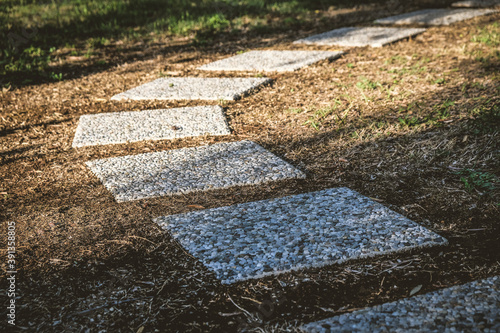 Stone pathway to the garden in tuscany italy