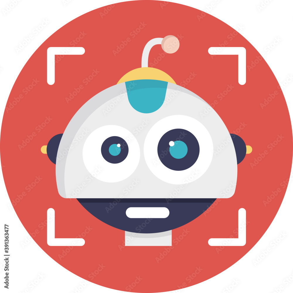 Flat vector icon of a humanoid robot face
Flat vector icon of a humanoid robot face