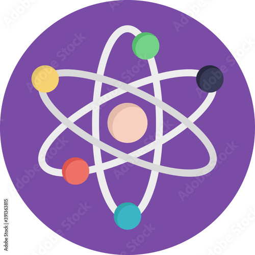 
Colorful molecules interconnected, molecular network flat icon
