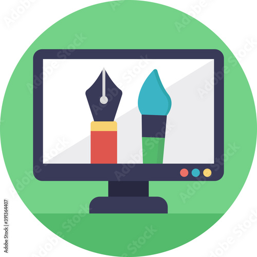 
Flat icon virtual art, graphics design 
