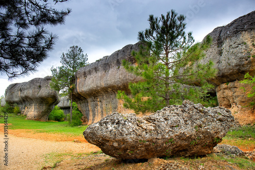 Eroded limestone outcrops in La Ciudad Encantada, The enchanted City, photo