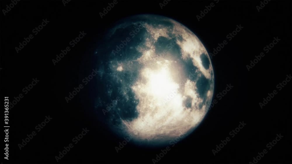 3D Motion Of Full Moon. Moon Rotation In Dark Space. Blur Effect. 4K Animated Background 3D Motion Of Full Moon. Moon Rotation In Dark Space. Blur Effect. 4K Animated Background