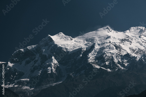 The summit of Himal Chuli peak (7,893 m)- Annapurna circuit trek. Himalayas, Nepal, Asia photo