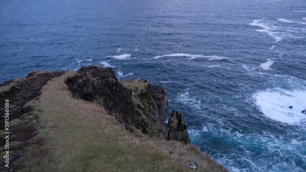 Fototapeta premium Djupalonssandur at sunset, Snæfellsnes peninsula, Snæfellsjökull National Park, Iceland