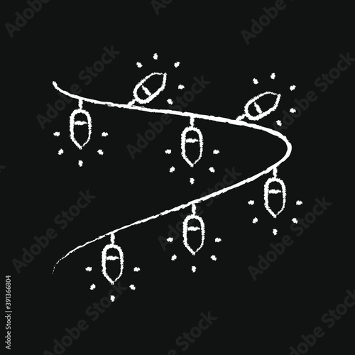 chalk icon, Hygge, christmas bulbs lights