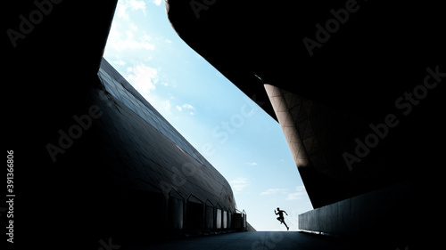A Chinese man is exercising in the city