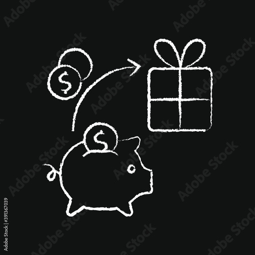 chalk icon, Hygge, piggy bank, money for a gift