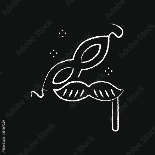 chalk icon, Hygge, carnival mask and mustache