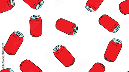 Red Soda Can Flat Icon Seamless Pattern
