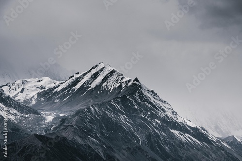 View on a snow capped Annapurna peak of Himalayan range in Nepal