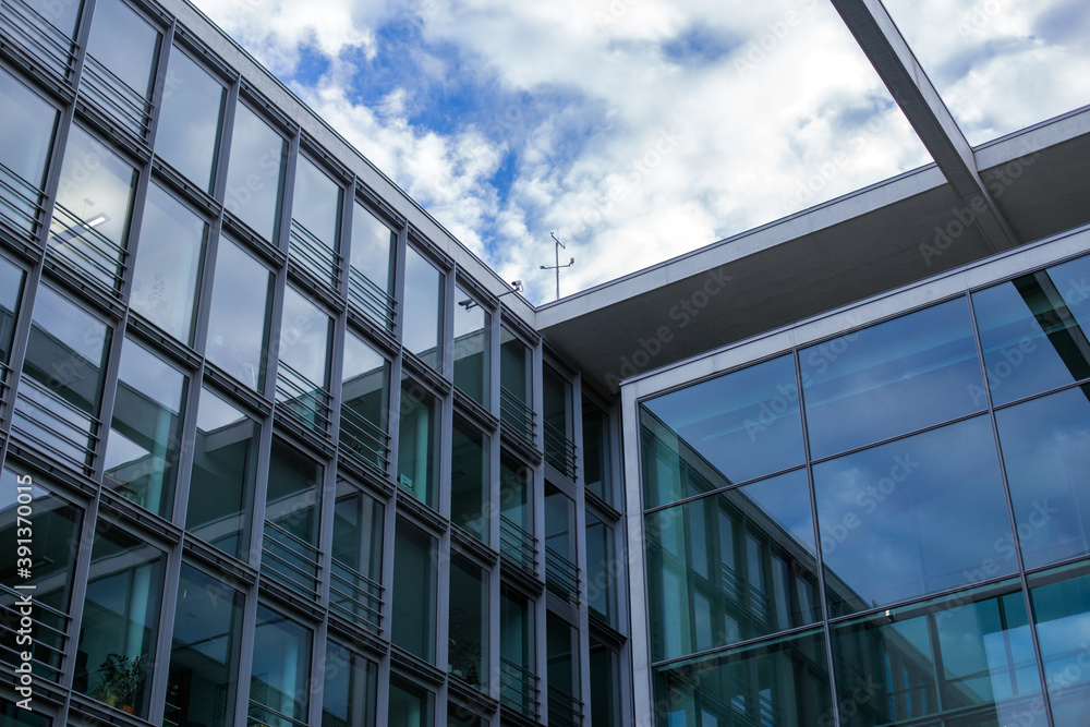 Business center, black glass texture, modern office buildings