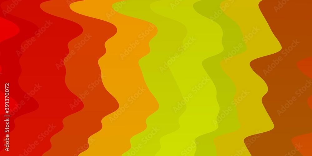 Dark Red, Yellow vector pattern with curved lines.