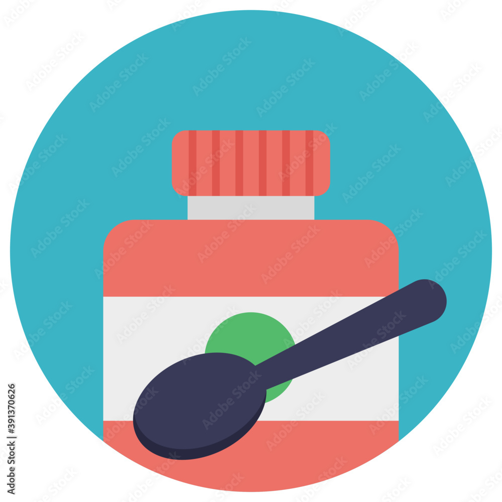 A jar of food supplement for kids, flat vector icon
A jar of food supplement for kids, flat vector icon
