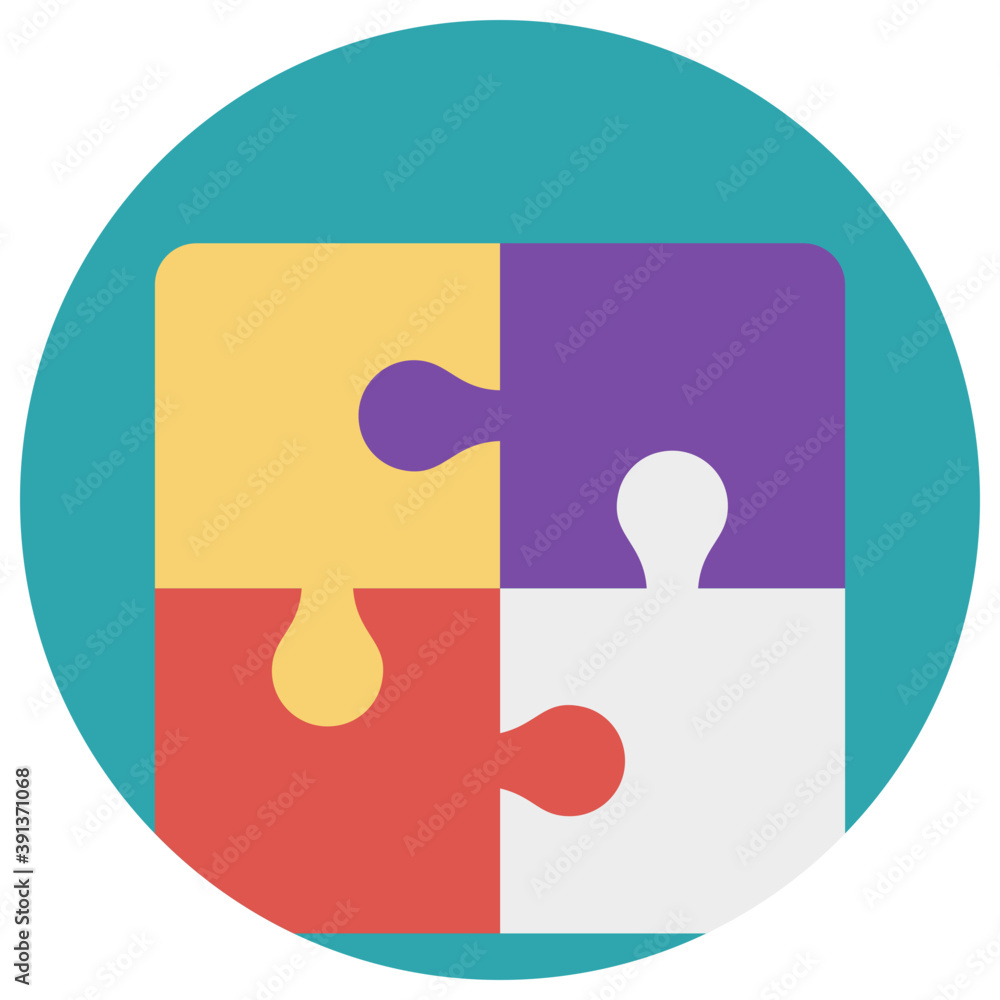Jigsaw puzzle pieces interlocking, flat vector icon
Jigsaw puzzle pieces interlocking, flat vector icon