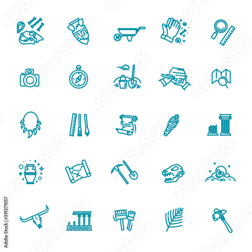 archeology vector line icons set. Archeology collection