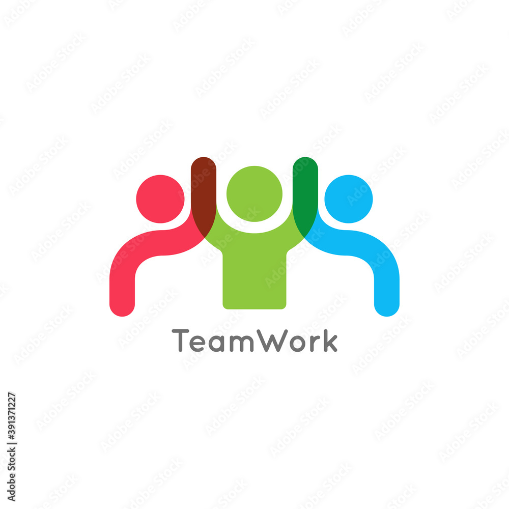 Teamwork concept logo. Team work icon on white Stock Vector | Adobe Stock