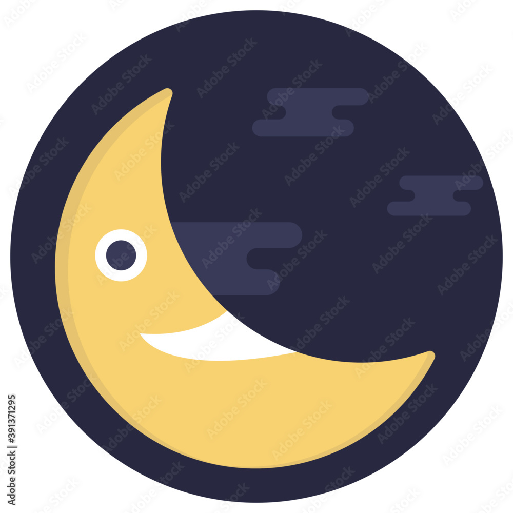 Flat icon design of a moon cartoon representing sleep time for kids
Flat icon design of a moon cartoon representing sleep time for kids