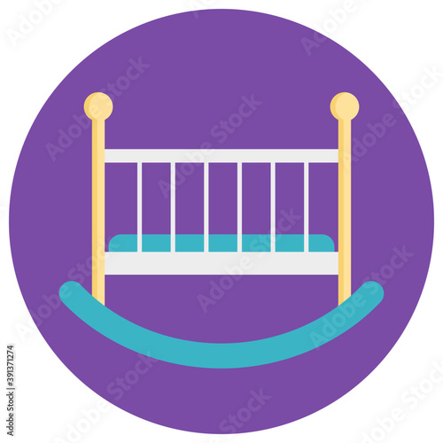 
A crib and mobile hanging flat icon design
