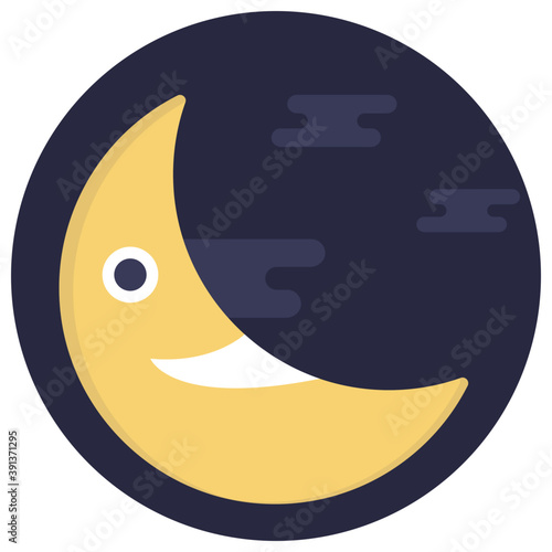 
Flat icon design of a moon cartoon representing sleep time for kids
