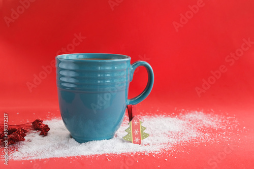 Cuadro en lienzo Homemade hot chocolate in a mug.