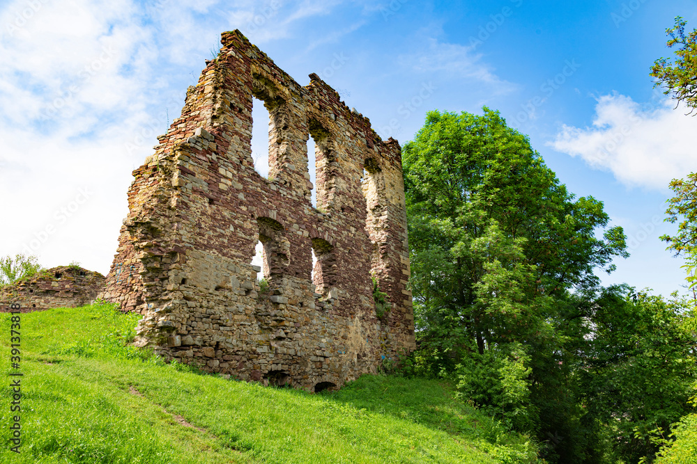 Ruins of the Buchach medieval castle. Ukraine