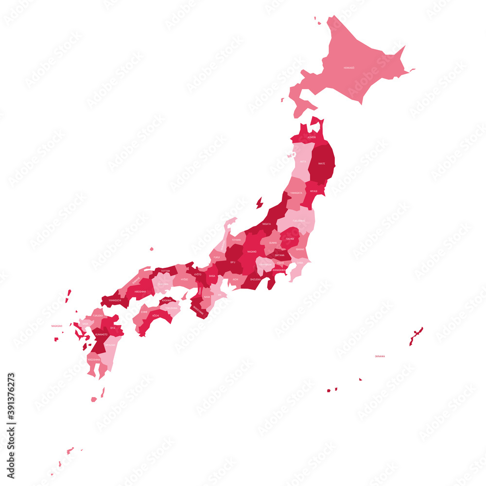 Japan Map Of Prefectures Stock Vector Adobe Stock Japan Map Of Prefectures Stock Vector Adobe Stock